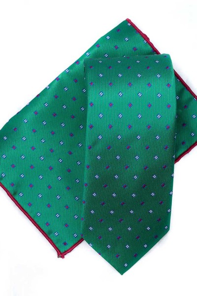 Набор зеленый галстук и платок